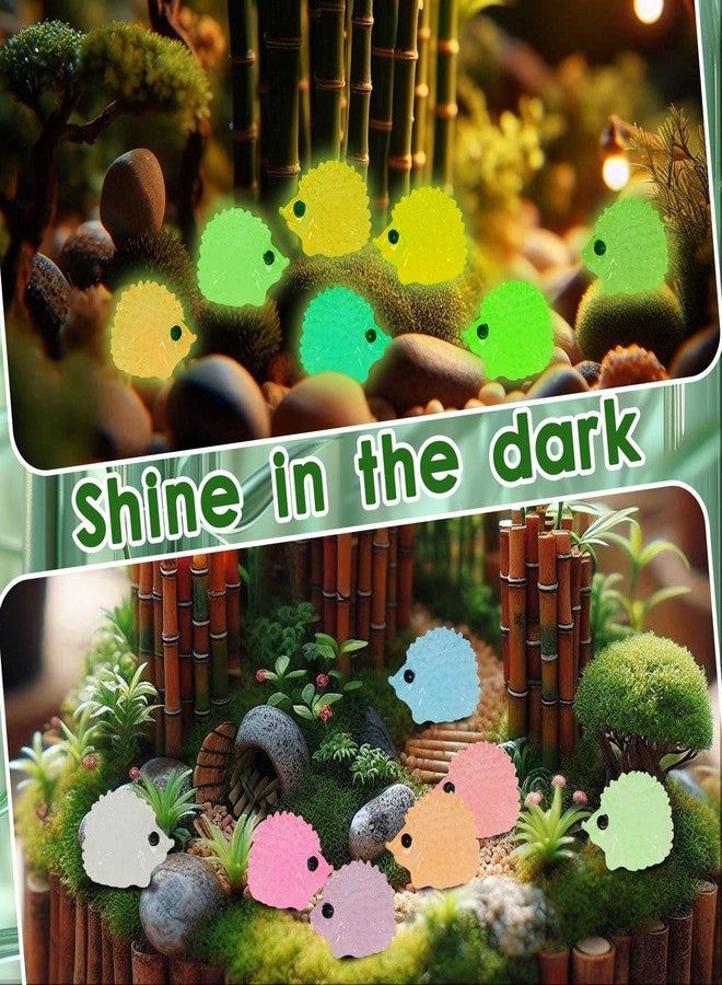 BENOSPACE Resin Luminous Hedgehogs, BENOSPACE 70Pcs Mini Luminous Hedgehog Figurines Tiny Cute Animal Ornament Glow in The Dark Hedgehog Statues for DIY Cake Topper Decor Micro Landscape Fairy Garden - Image 4
